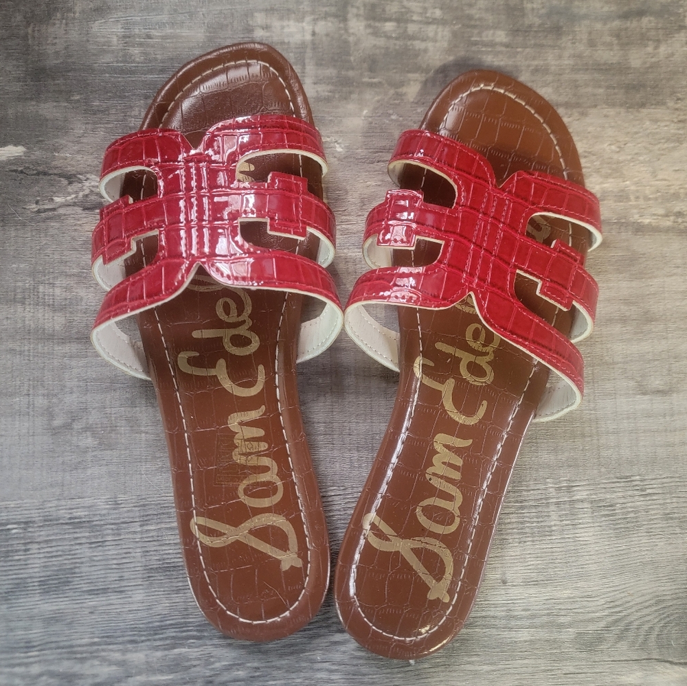 Sam Edelman Red Patent Slide Sandals EUR size 43 US size 10.5